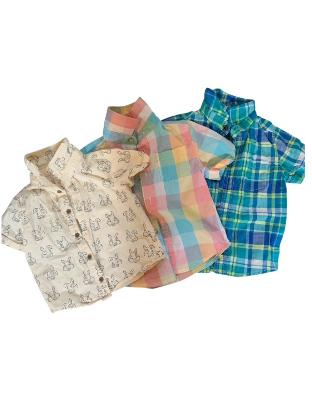 Kids Short-Sleeve Button-Down Shirt Set - Blue, Multicolor, Cream